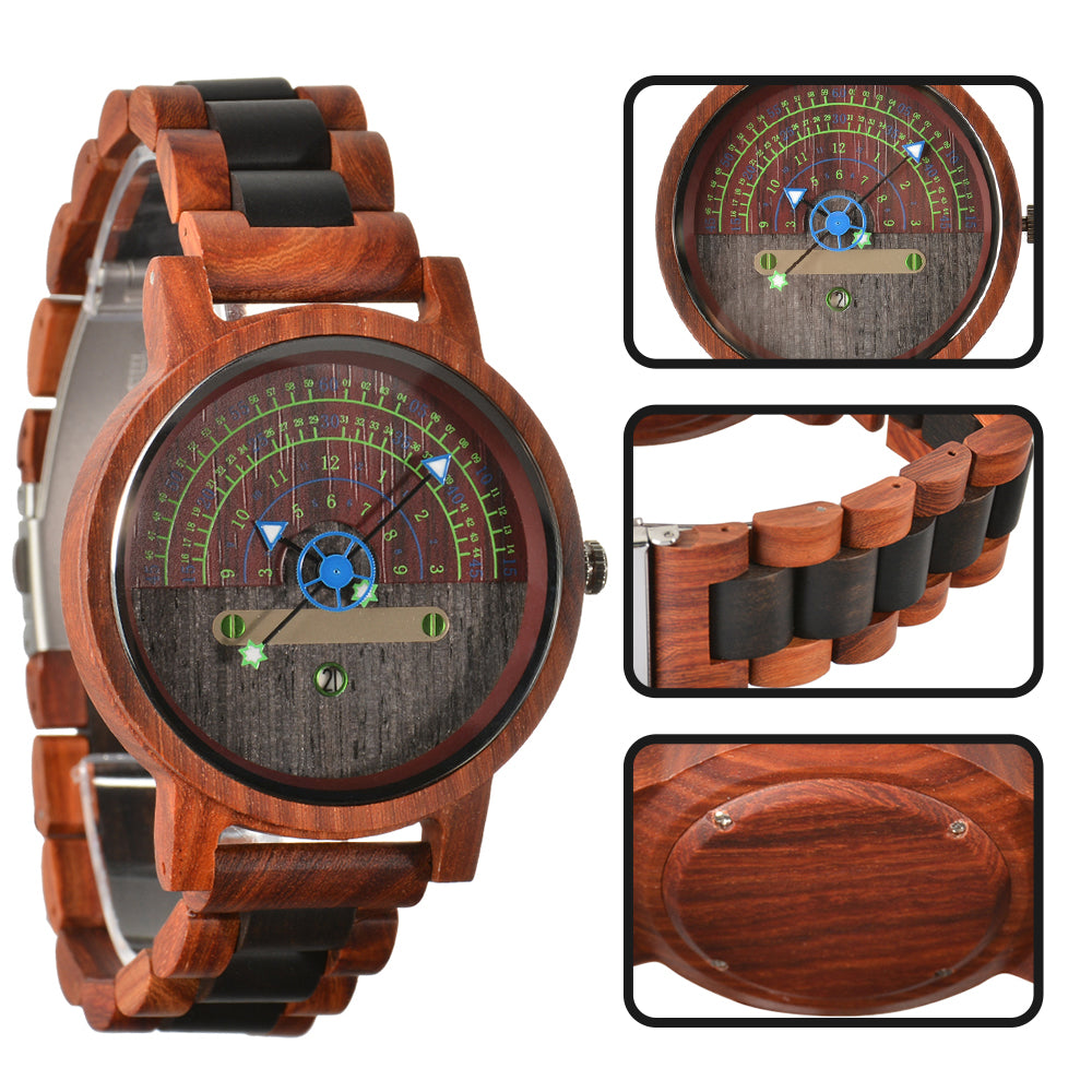 Trendy Creative Wooden Watch Business Multi-function Concept Luminous With Date Quartz Watch-BUNNYKACHU