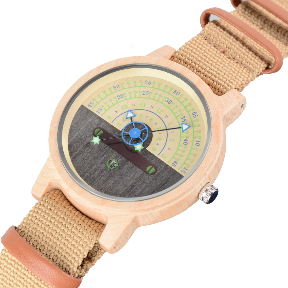 New Design Terminal Hot Sale Quartz Movement Spot Multifunctional Wooden Watch-BUNNYKACHU