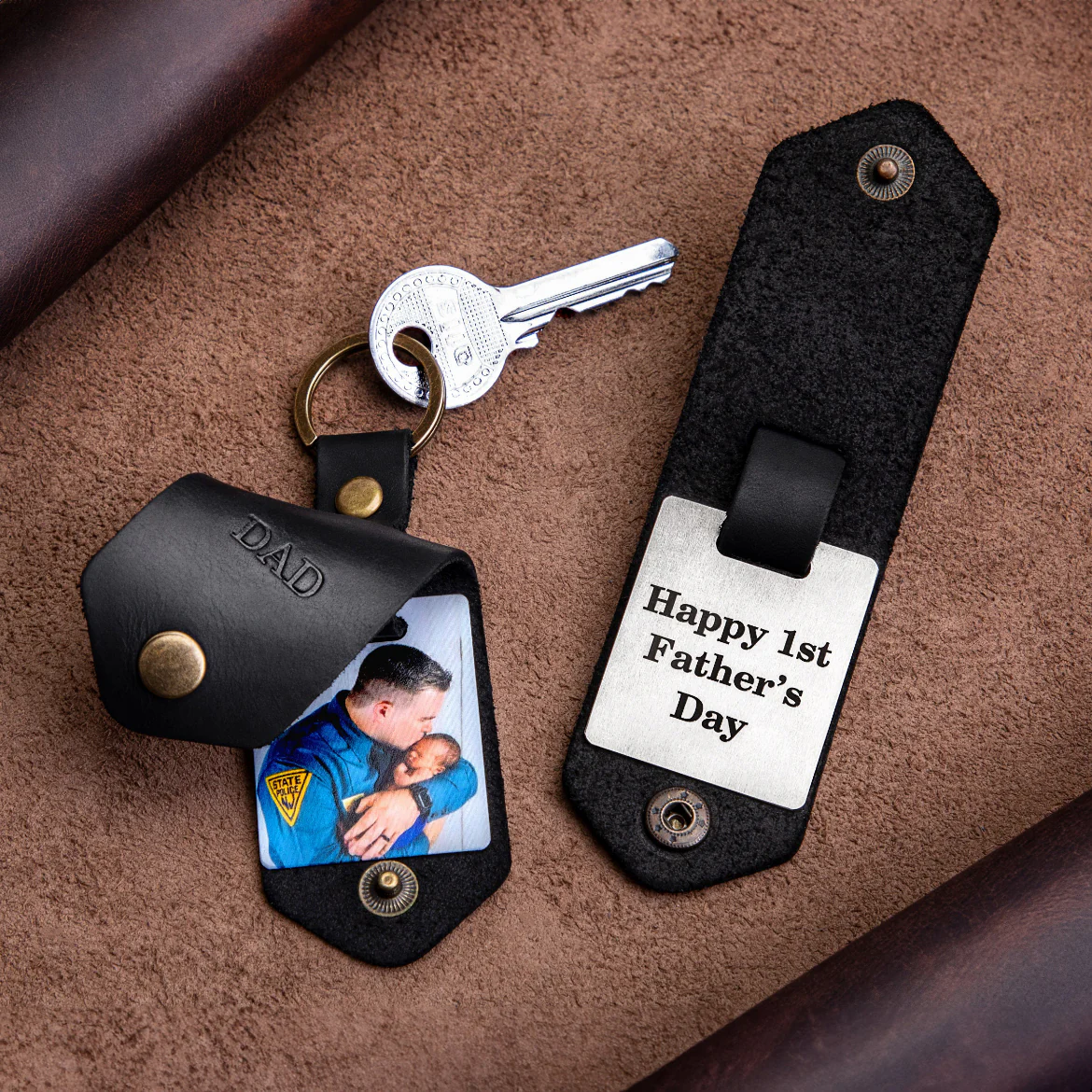 I Will Carry You With Me, Personalized Leather Keychain, Memorial Gift, Custom Photo