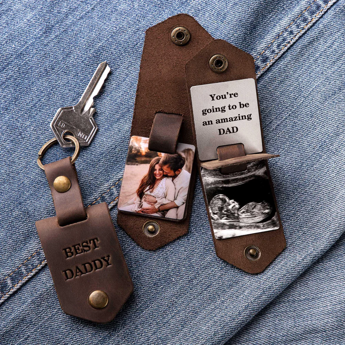 I Will Carry You With Me, Personalized Leather Keychain, Memorial Gift, Custom Photo