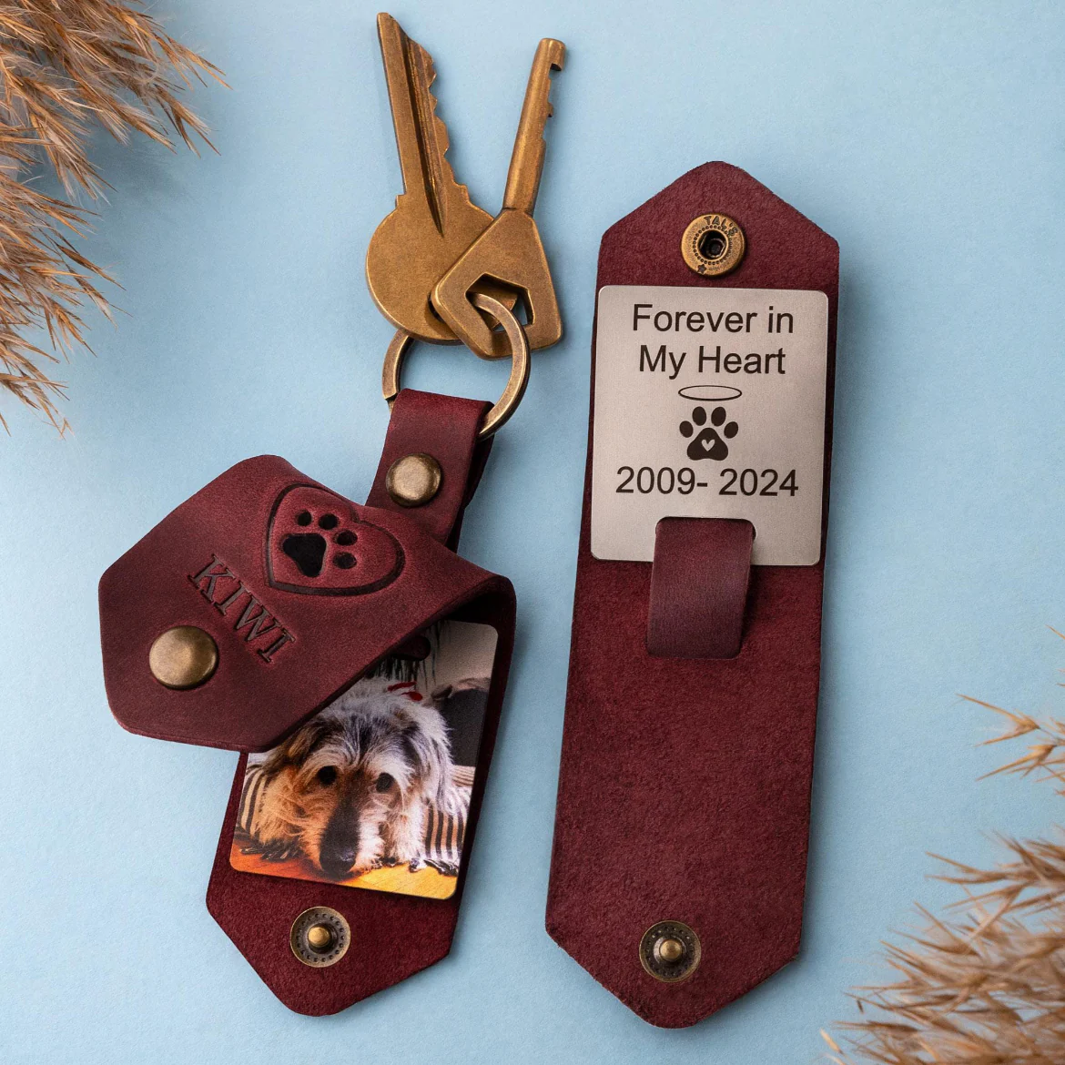 I Will Carry You With Me, Personalized Leather Keychain, Memorial Gift, Custom Photo