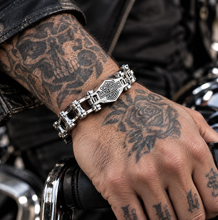 Classic Biker Motorcycle Chain Stainless Steel Bracelet | Heavy Duty Motor Style Link Wristband 