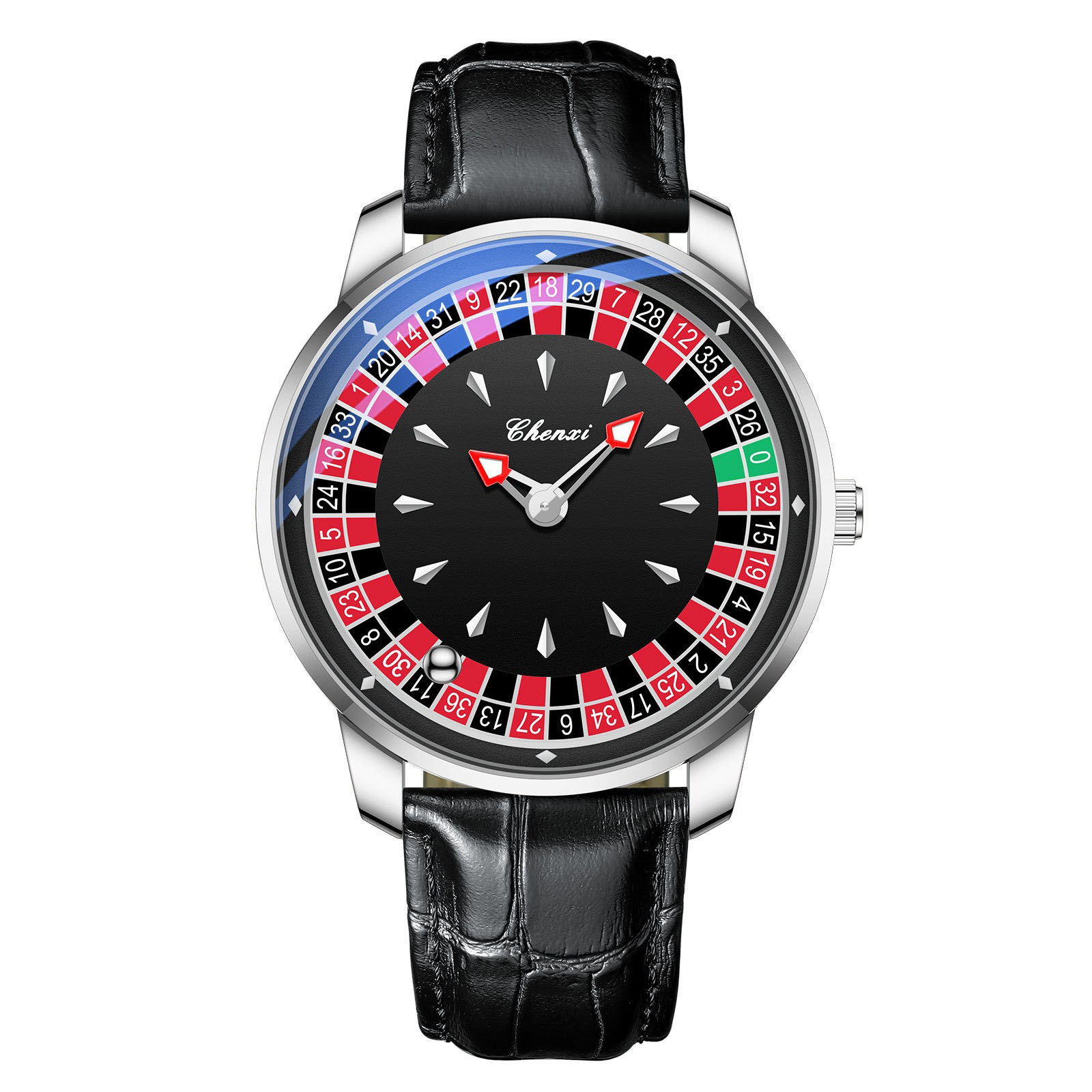 Bunnykachu Men's Luxury Quartz Watch with Colorful Rotating Dial & Stainless Steel Case