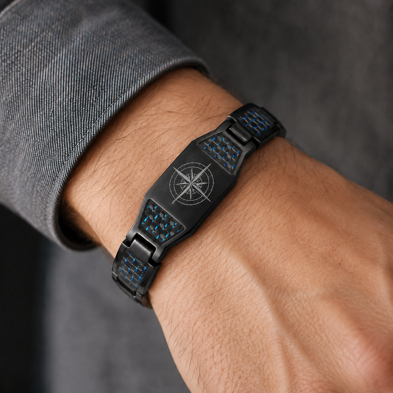 Jesus cross magnetic carbon fiber titanium bracelet