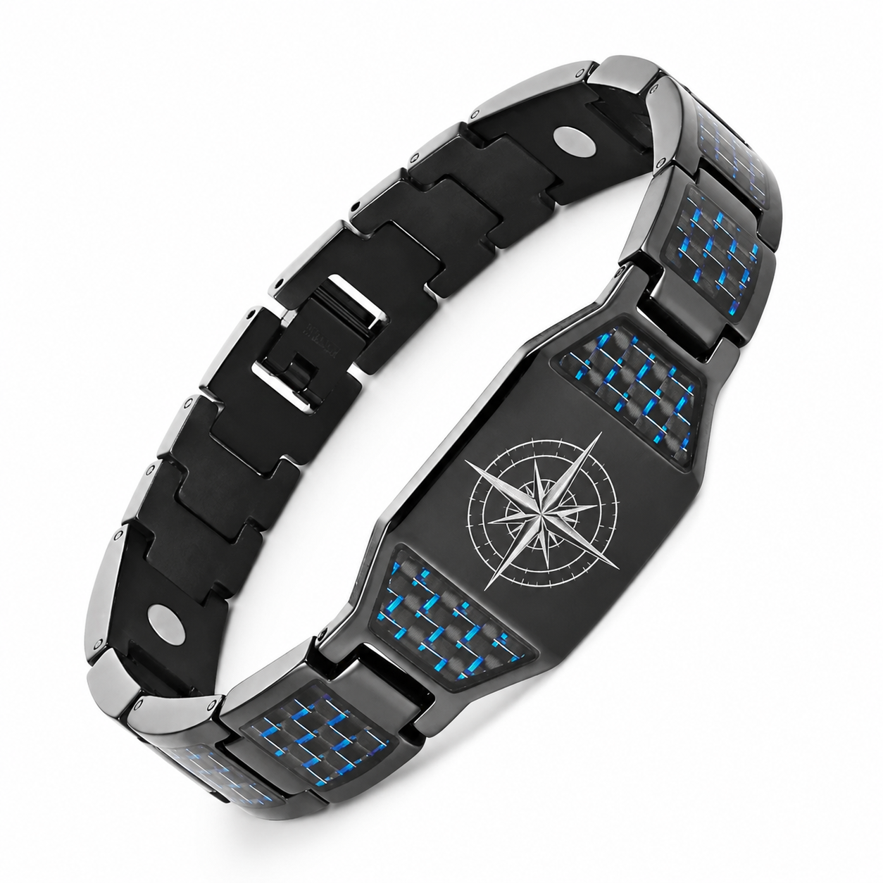 Jesus cross magnetic carbon fiber titanium bracelet