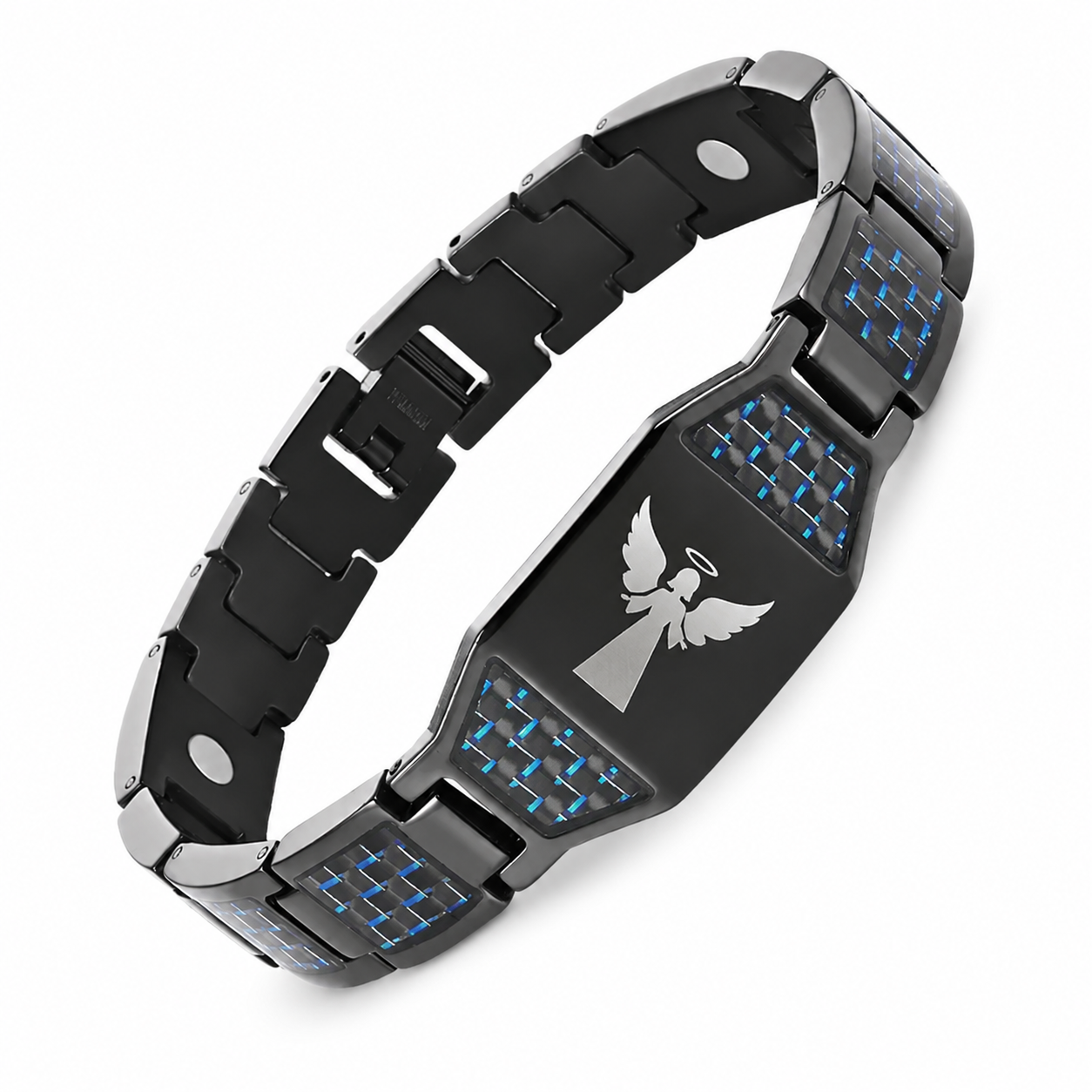 Jesus cross magnetic carbon fiber titanium bracelet