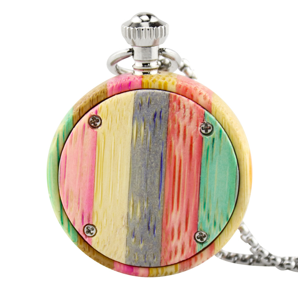 Custom Logo Japanese Miyota Movt Quartz Wooden Pocket Watches with Chain-BUNNYKACHU