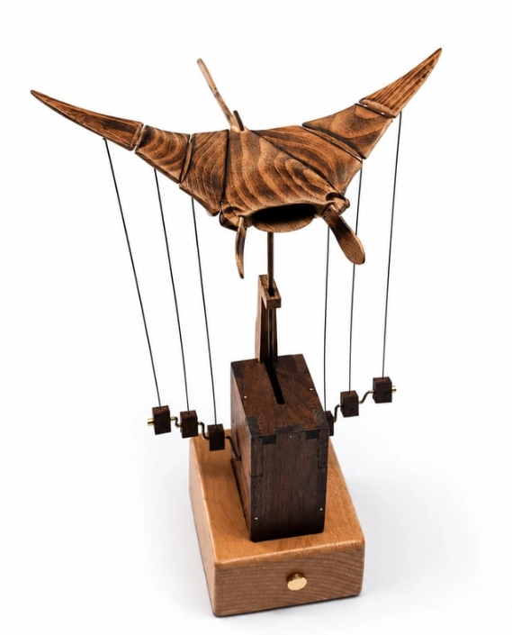 Handcrafted Wooden Ocean Animal Mechanical Model