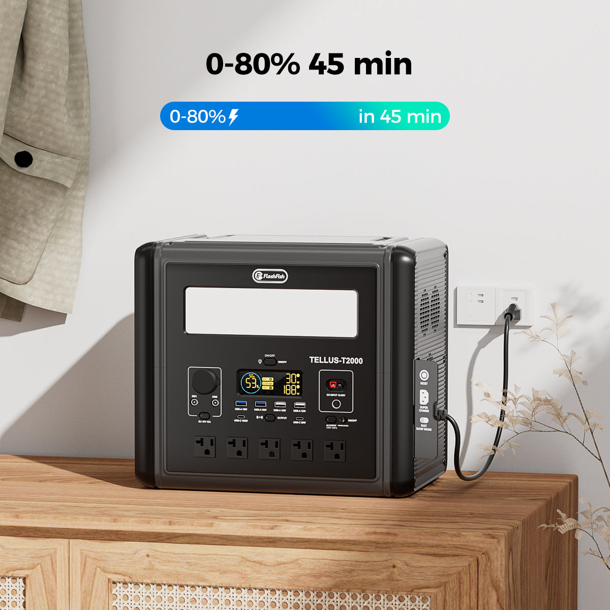 Flashfish T2000 Portable Power Station |【LFP】2000W+1536Wh