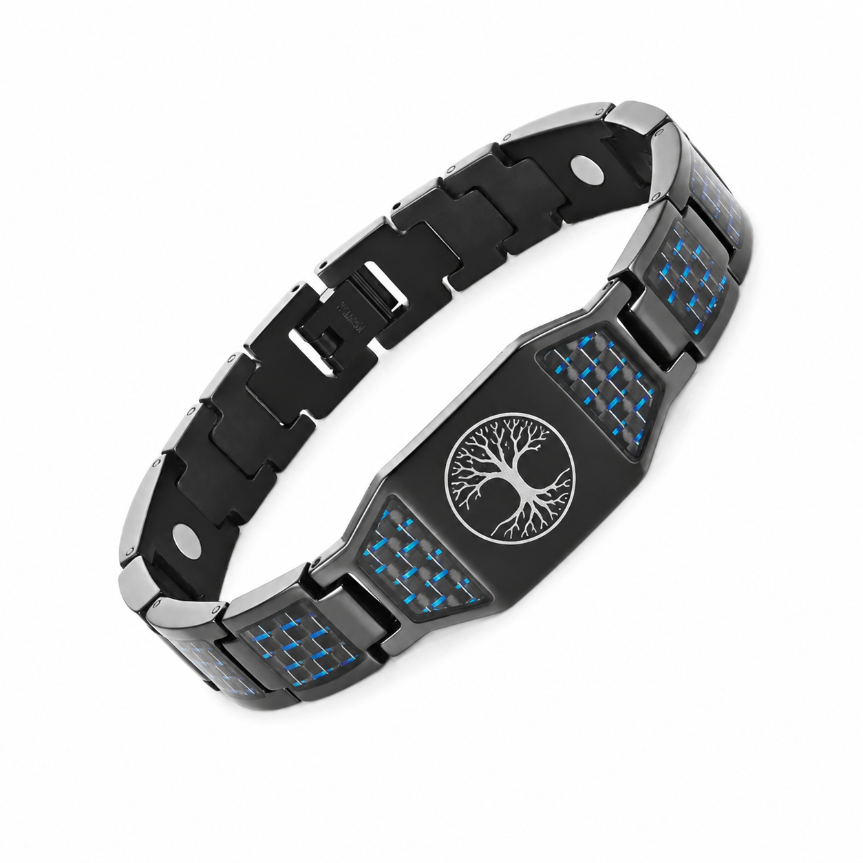 Jesus cross magnetic carbon fiber titanium bracelet