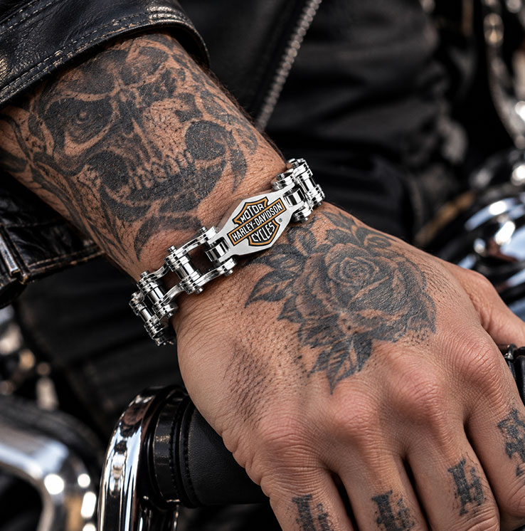 Classic Biker Motorcycle Chain Stainless Steel Bracelet | Heavy Duty Motor Style Link Wristband 