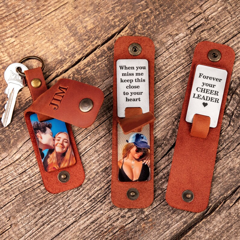 I Will Carry You With Me, Personalized Leather Keychain, Memorial Gift, Custom Photo