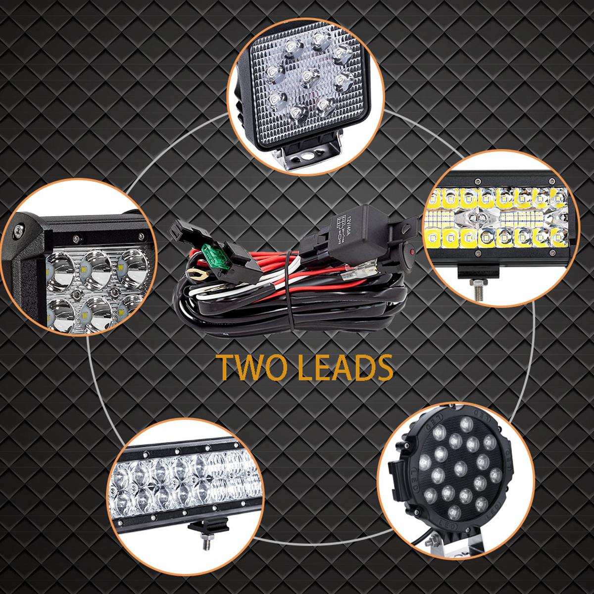 WOWLED Wiring Harness Switch Relay Kit for Connecting 2 LED Truck Driving Light Bar SUV 4WD ATV