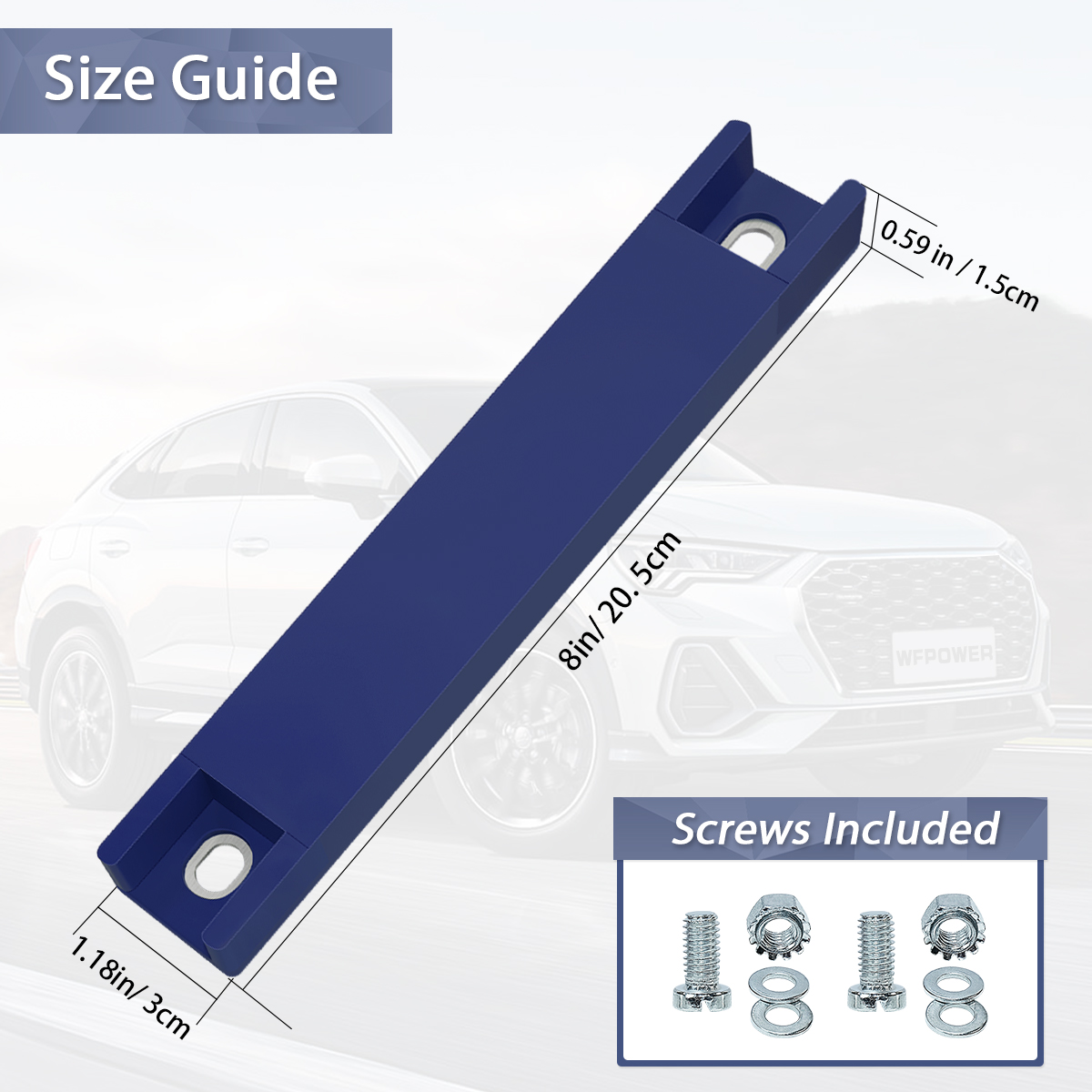 WFPOWER Magnetic License Plate Holder, 2 Pack Rubber Coated Protection Dealer Test Driving Plate Holder Blue Demo Tag Magnet Bar License Plate Holder No Drill for Car with Screws