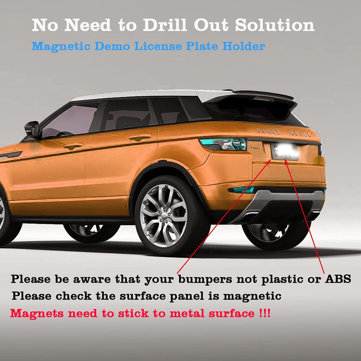 WFPOWER 4 Pack Magnetic License Plate Holder, Dealer Demo Tag Test Drives Rubber Coated Strong Magnetic Protection Magnets BAR Holder for Number Plate Temp Tag Secure No Drill Solution for Car Truck