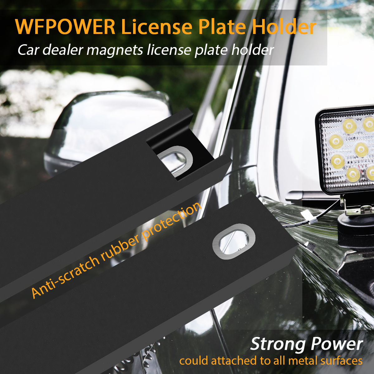 4 Pack License Plate Magnet, Premium Rubber Coated Magnetic License Plate Holder, Black Dealership Demo Tag Test Drives Temp Holder for Car Dealer Magnet License Plate, No Scratch for Car