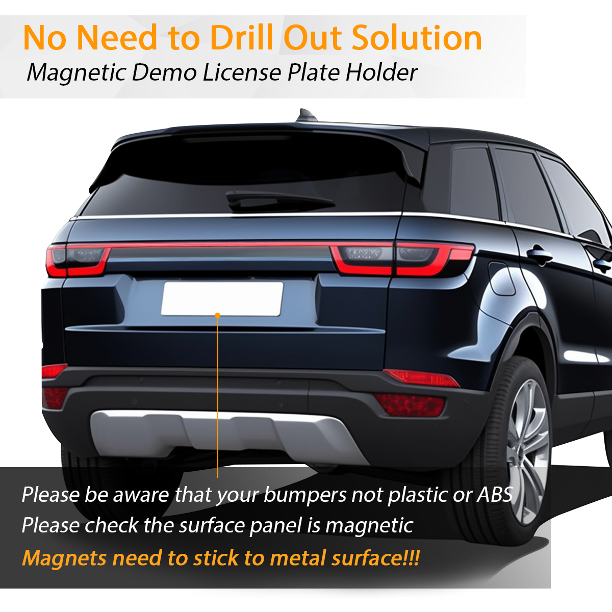 4 Pack License Plate Magnet, Premium Rubber Coated Magnetic License Plate Holder, Black Dealership Demo Tag Test Drives Temp Holder for Car Dealer Magnet License Plate, No Scratch for Car