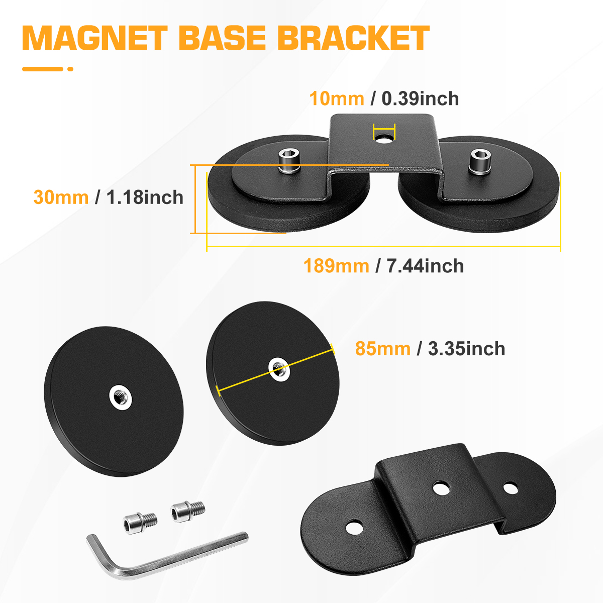 WFPOWER 2 Pack Strong Magnet Base Bracket for Light Bar, Powerful Magnetic Mounting Bracket with Rubber Pad for Work Light, LED Light Magnetic Mount Holder for Off-Road Driving Lamp, Roof Light Bar
