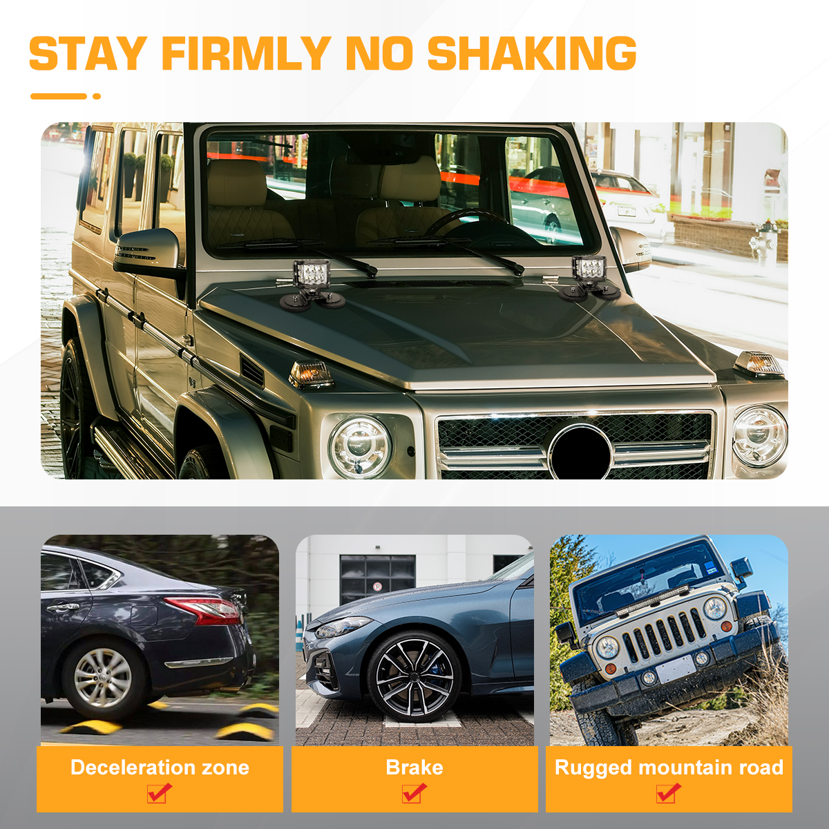 WFPOWER 2 Pack Strong Magnet Base Bracket for Light Bar, Powerful Magnetic Mounting Bracket with Rubber Pad for Work Light, LED Light Magnetic Mount Holder for Off-Road Driving Lamp, Roof Light Bar