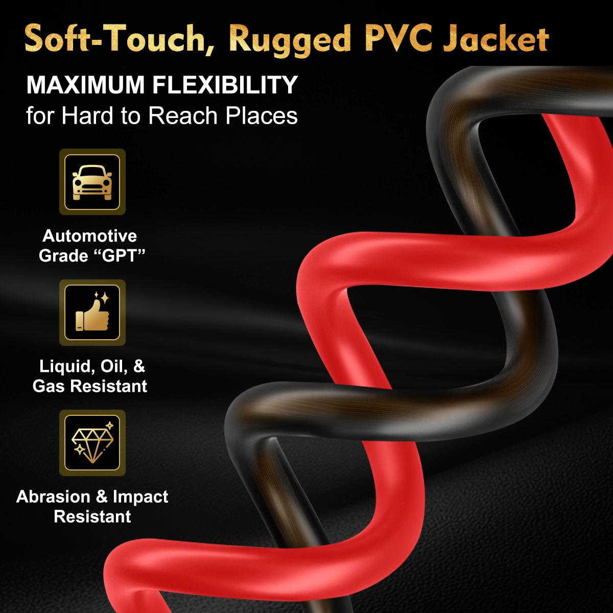 8 Gauge CCA Wire, (25ft Black/Red) Automotive Wire Car Audio Battery Cable, Power/Ground Wiring, Marine, Welding Cable, Electrical Audio Wiring for Speaker Amp