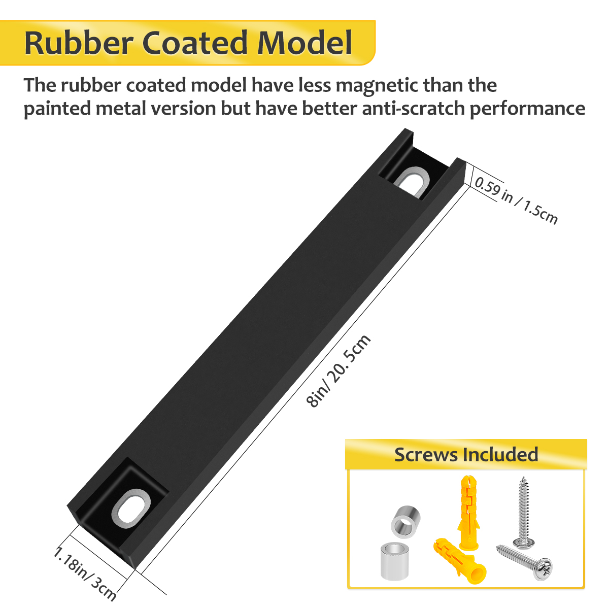 4 Pack 8 Inch Magnetic Tool Holder Strip with Rubber Protection, Heavy Duty Magnet Bar Wall Mount Spanner Rack Organizer, Screwdrivers Tool Storage Magnetic Organiser Strip for Garage Workshop
