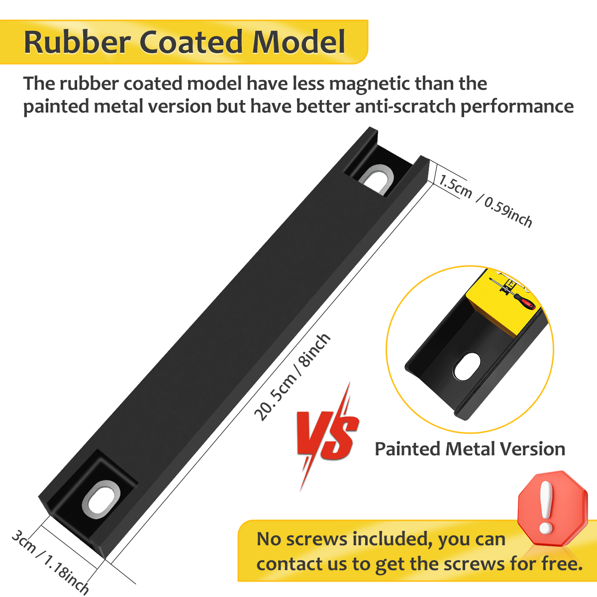 6 Pack 8 Inch Magnetic Tool Holder, Heavy Duty Tool Magnet Bar Holder with Rubber Protection, Wall Mount Spanner Rack Organizer, Screwdrivers Tool Storage Magnetic Organiser Strip for Garage Workshop