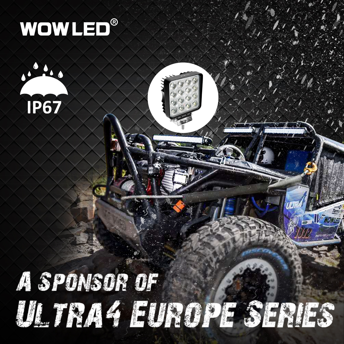 WOWLED Square LED Work Light 12V, 2 Pack 64W 12V 4X4 LED Spotlight, Waterproof Car Flood Beam Light LED Work Lights for Tractors, Car Spot Light for Offroad Driving, Boat Camper, Truck 24V