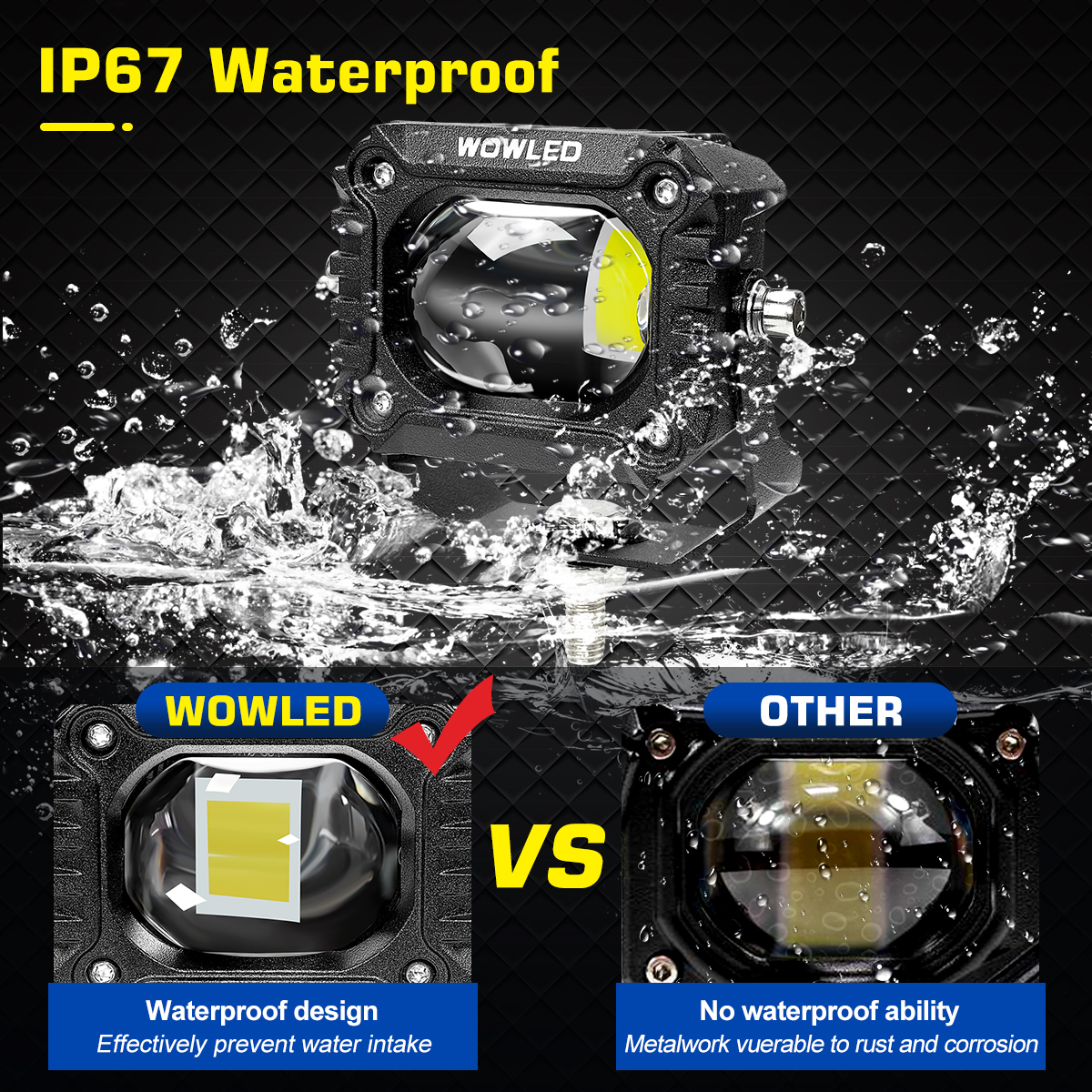 WOWLED 2.8 Inch Cube LED Spotlight, 2 Pack White Light Color Off Road Driving Lights Spotbeam Fog Lamps, 8D Lens LED Work Light For 4X4 4WD Truck Car SUV UTV Boat Motorcycle 12V 24V