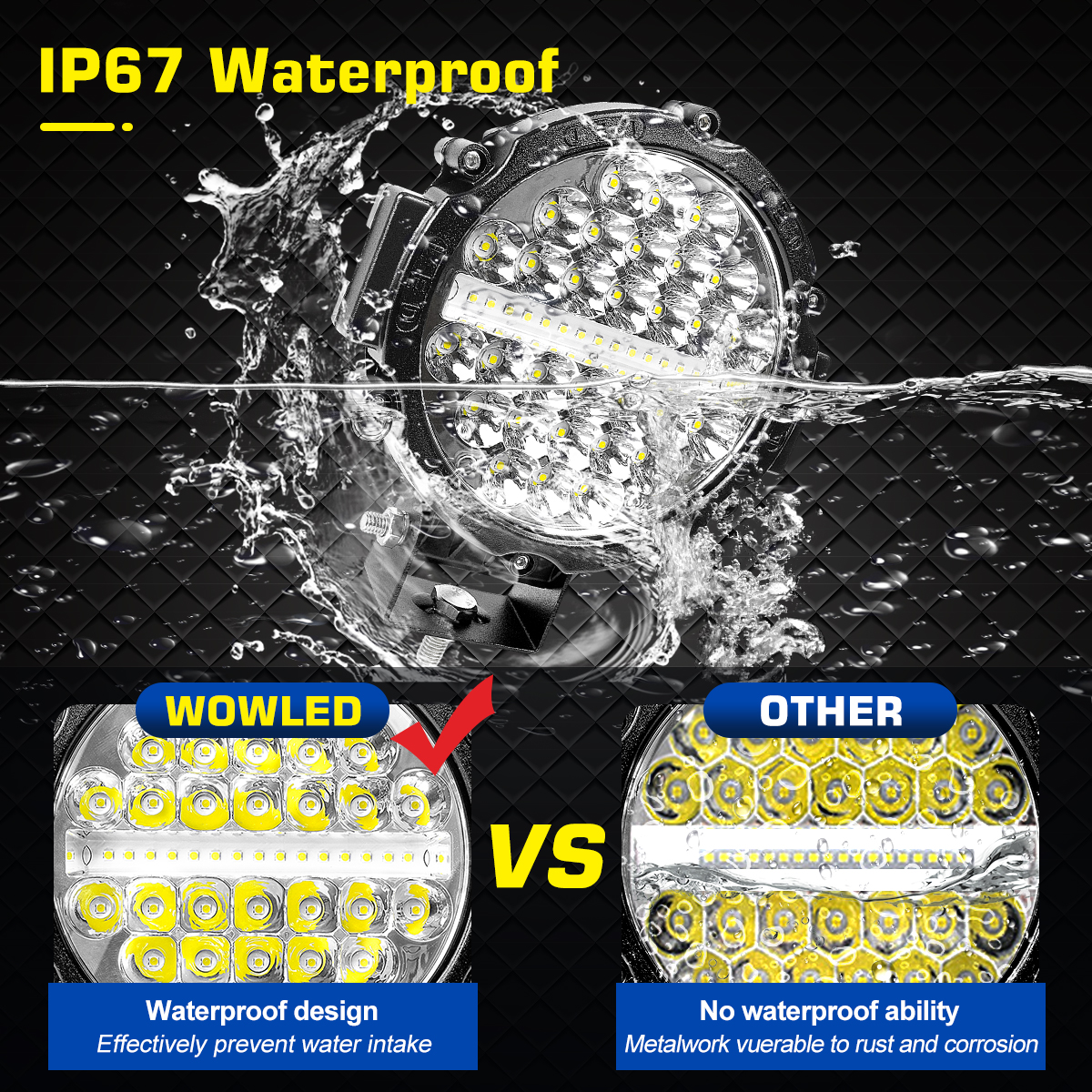 WOWLED 7 Inch Round Off Road Lights, 2 Pack LED Work Light 12V Offroad Car LED Spot Driving Lights 21000LM Pair, Truck ATV UTV RV Car Fog Tractors Spotlights Combo Beam 4x4 12V 24V