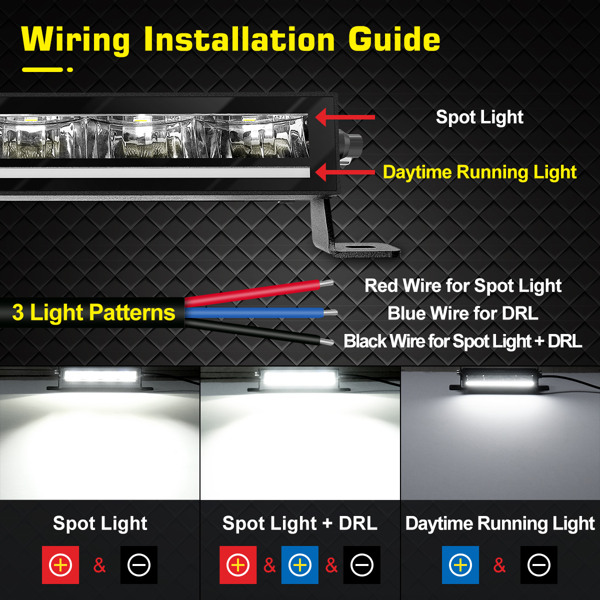 WOWLED Light Bar with DRL, High end 8 Inch Single Row LED Bar 45W Spot Light with DRL Function, Offroad Driving for Pickup Truck SUV ATV UTV Boat 4X4 12V 24V