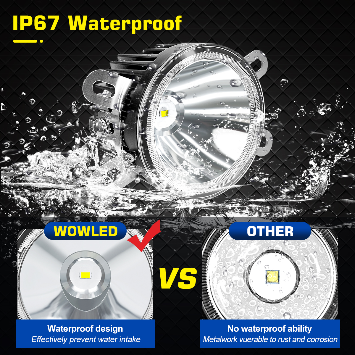 WOWLED 3.5 Inch LED Pod Lights, 2 Pack Super Bright 50W LED Off Road Lights Spot Auxiliary Lights Waterproof Driving Fog Light Led Work Lights Bar For Truck Car ATV SUV Motorcycle Cabin Boat 12V 24V