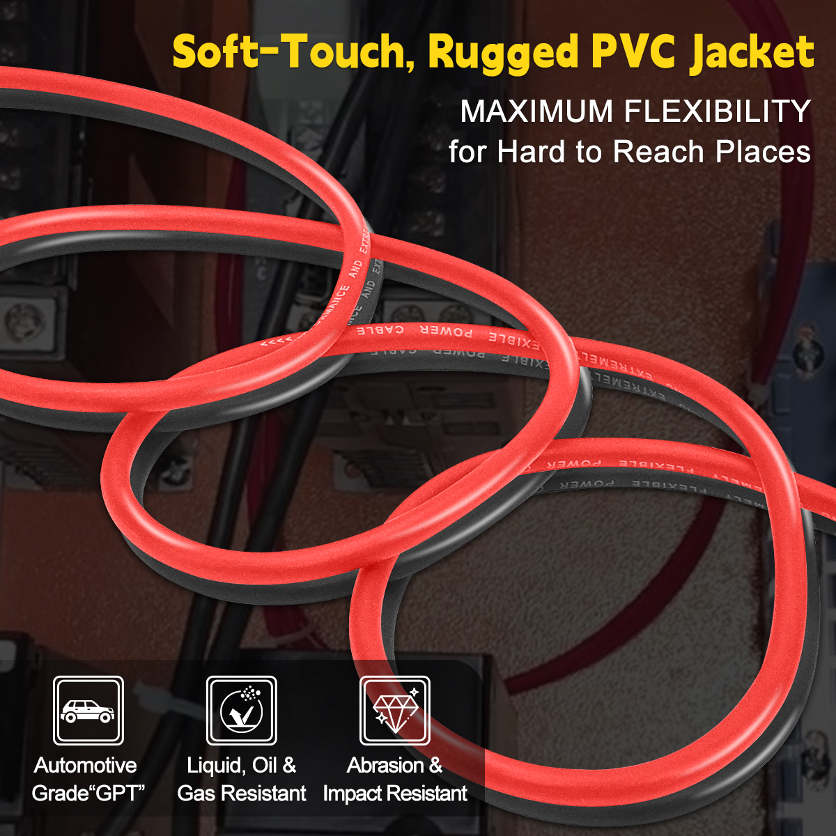 4 Gauge CCA Wire, (25ft Black+25ft Red) Automotive Wire Car Audio Battery Cable, Power/Ground Welding Cable, 4AWG Electrical Wire for Audio RV RC Trailer Speaker Amp 12V