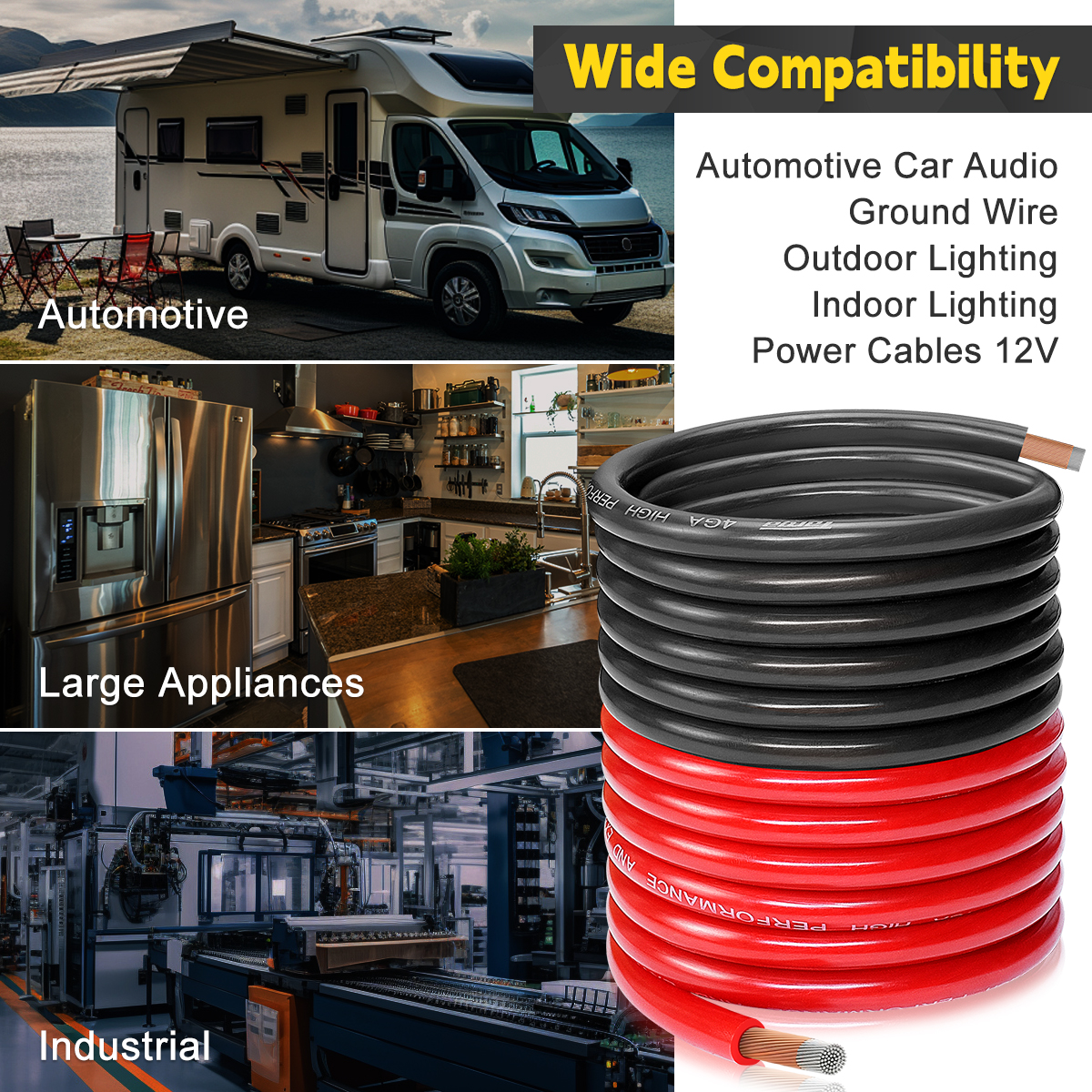 4 Gauge CCA Wire, (25ft Black+25ft Red) Automotive Wire Car Audio Battery Cable, Power/Ground Welding Cable, 4AWG Electrical Wire for Audio RV RC Trailer Speaker Amp 12V