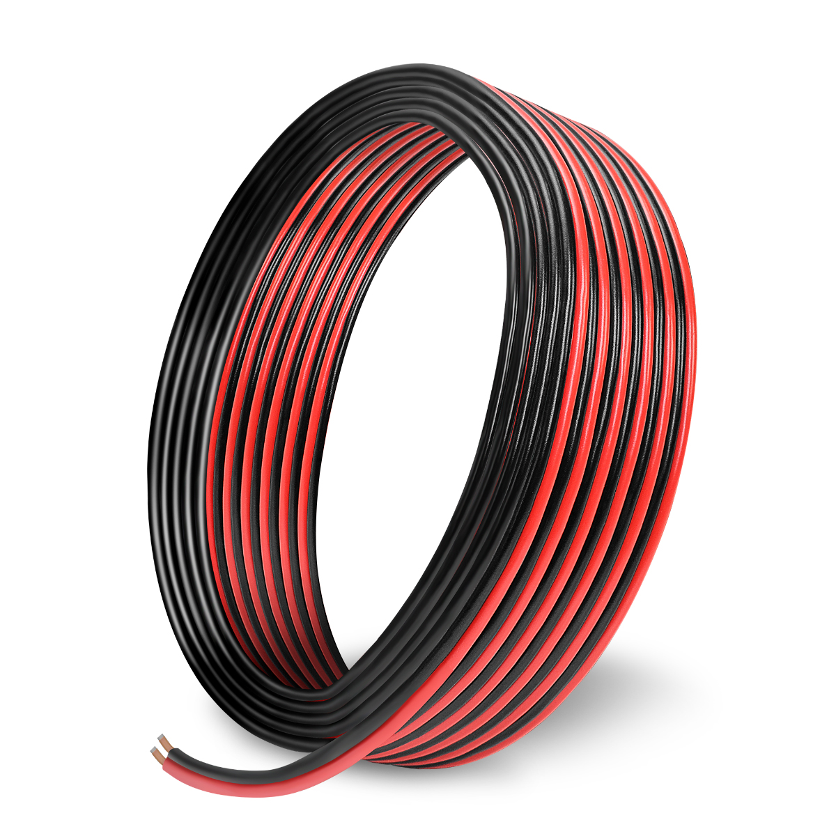 12 Gauge 50FT Electrical Wire Cable, CCA Wire 2 Conductors Red Black, 12AWG Copper Clad Aluminum, 12V/24V DC, LED Lighting, Automotive Wiring