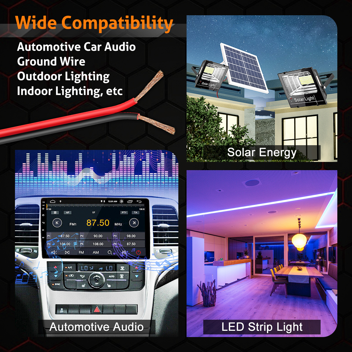 Electrical Wire PVC CCA Wire 12 Gauge, 100FT Red Black 2 Conductor Automotive Wire Cable Car Battery Cable, PVC Power/Ground Electrical Wire for Audio Speaker Amp RC Solar Power Project DC