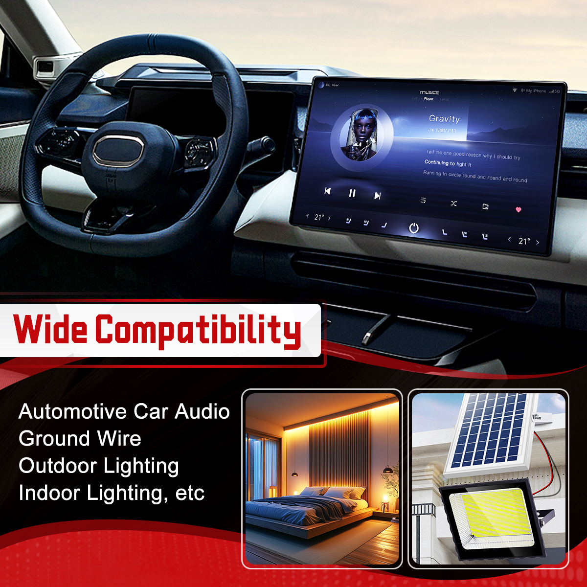 14AWG Electrical Wire Cable, 2 Conductors (100FT Red +100FT Black) PVC Cable Hookup Flexible Extension Cord for LED Strips Light Copper Clad Aluminum Copper Wire, Automotive 12V/24V DC Cable