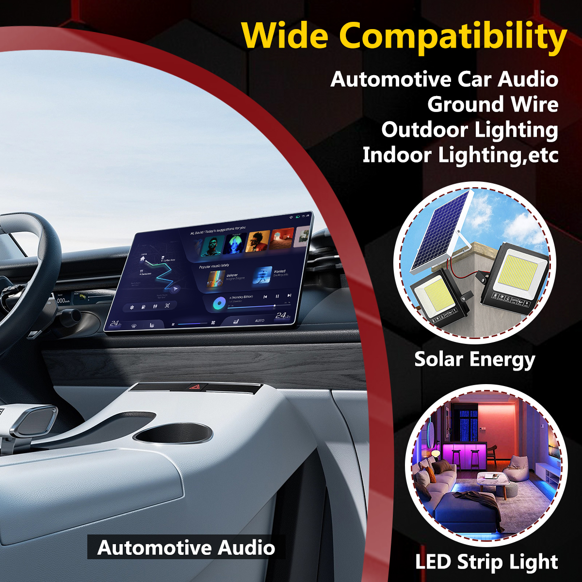 16 AWG Wire Cable, 100FT [Black 50FT+ Red 50FT] CCA Automotive Electrical Wire, 2 Conductor Black Red Cord with PVC Jacket for Light RV Car Speaker Cable, 12V/24V DC Wire