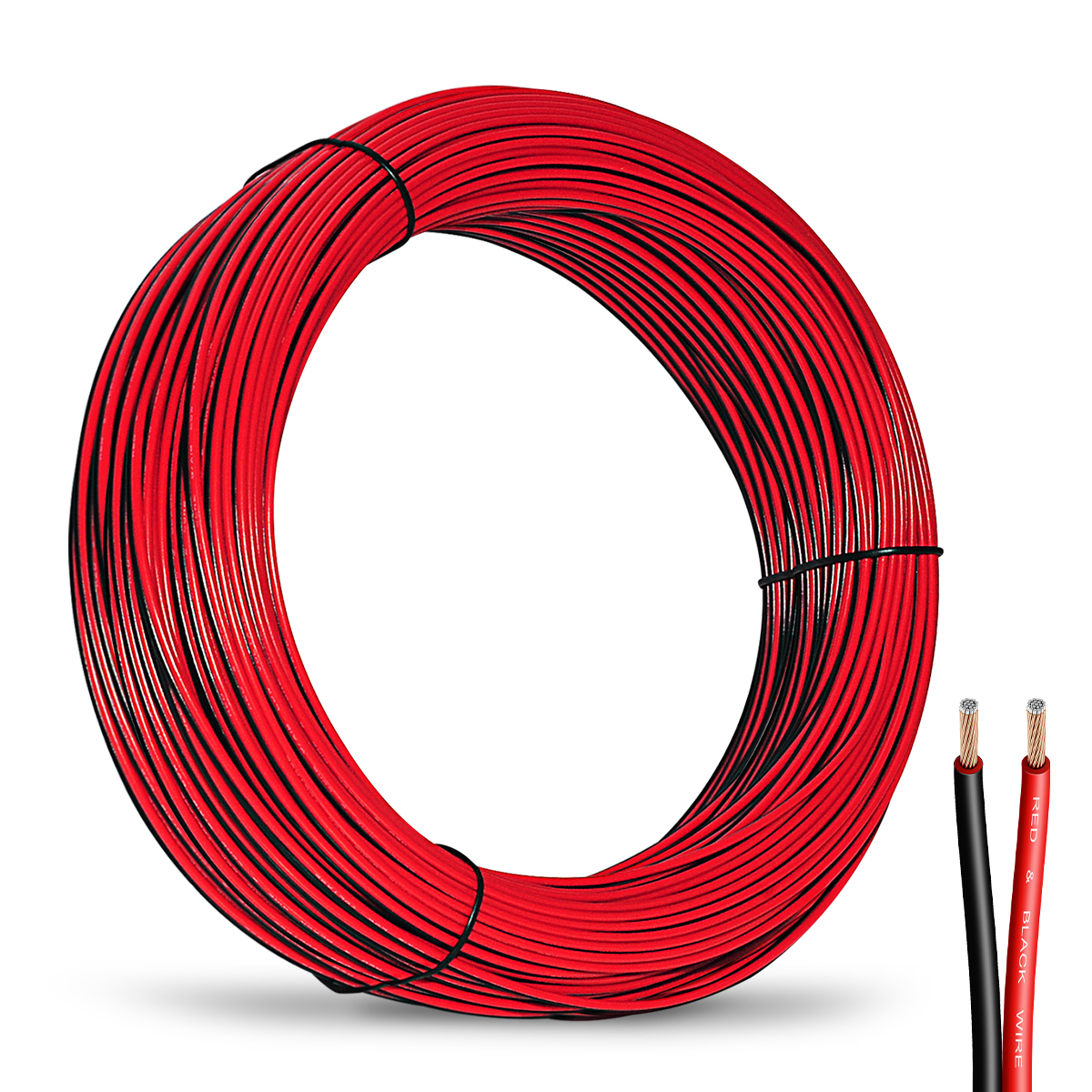18 Gauge Electrical Wire Cable 100FT, Flexible Red Black 2 Conductors Automotive CCA Wire, 18 AWG 2 Cord Low Voltage Extension Wire Cable for Strip Light Speaker DC 12V