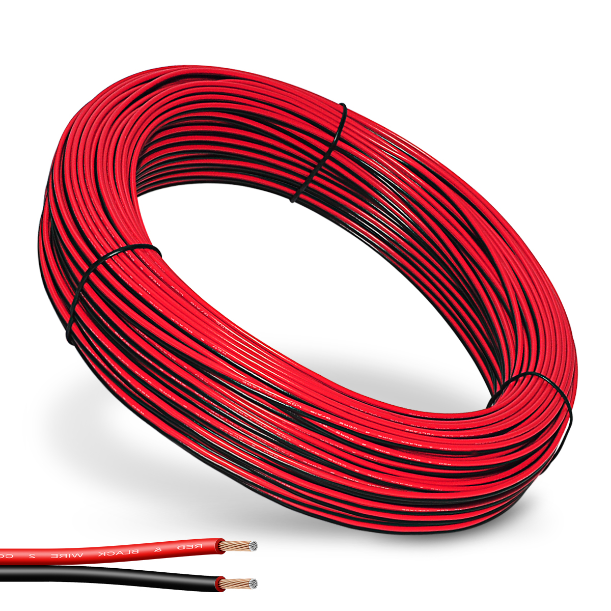 18 Gauge Electrical Extension Cable, 150FT / 46m Flexible Soft Red Black 2 Pin 18 AWG CCA Wire, 2 Cord Low Voltage Extension Wire for LED Strip Lights Auto Motor Wiring DC 12V