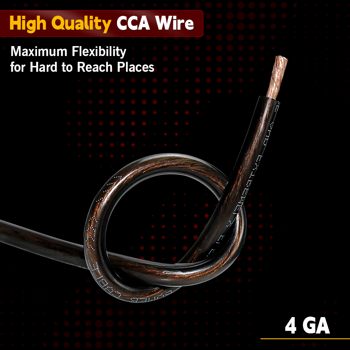 4 Ga Automotive Wire, Heavy Duty 12V 25FT Black Power Cable for Car Audio, Battery Marine Electrical Wiring, Flexible Silicon Insulated Copper Clad Aluminum (CCA) automotive wire for Amp RV RC Car