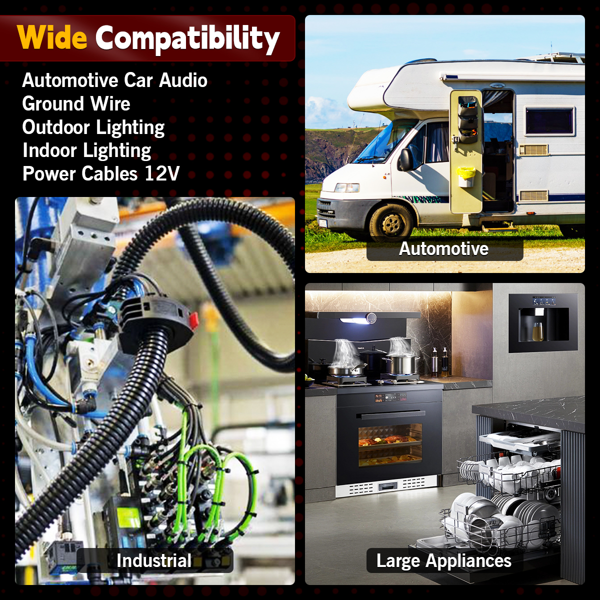 4 Ga Automotive Wire, Heavy Duty 12V 25FT Black Power Cable for Car Audio, Battery Marine Electrical Wiring, Flexible Silicon Insulated Copper Clad Aluminum (CCA) automotive wire for Amp RV RC Car