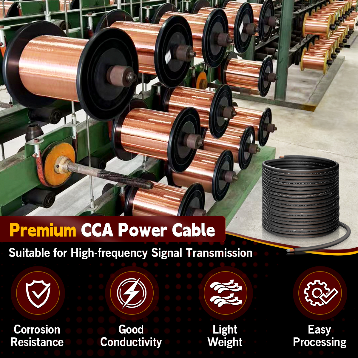 8 AWG Black Car Amp Wire 25FT, 12V Silicon CCA Power Cable for Car Audio Amplifiers, Power Battery Automotive Electrical Wire Flexible Durable 8 Gauge Electrical Wire for Amp Speaker RV