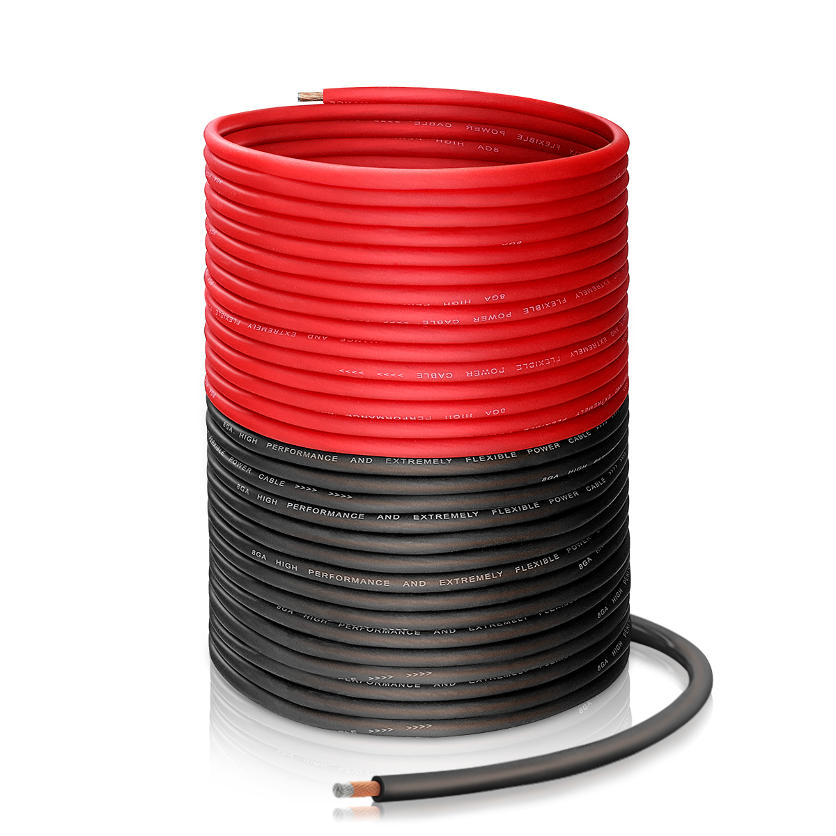 8 Gauge CCA Car Amplifier Wire Cable (50ft Black/Red) – 12V Battery Cable for Automotive Audio Systems, Copper Clad Aluminium CCA Wire, Flexible Silicon Electrical Wiring for Car Trucks Amp