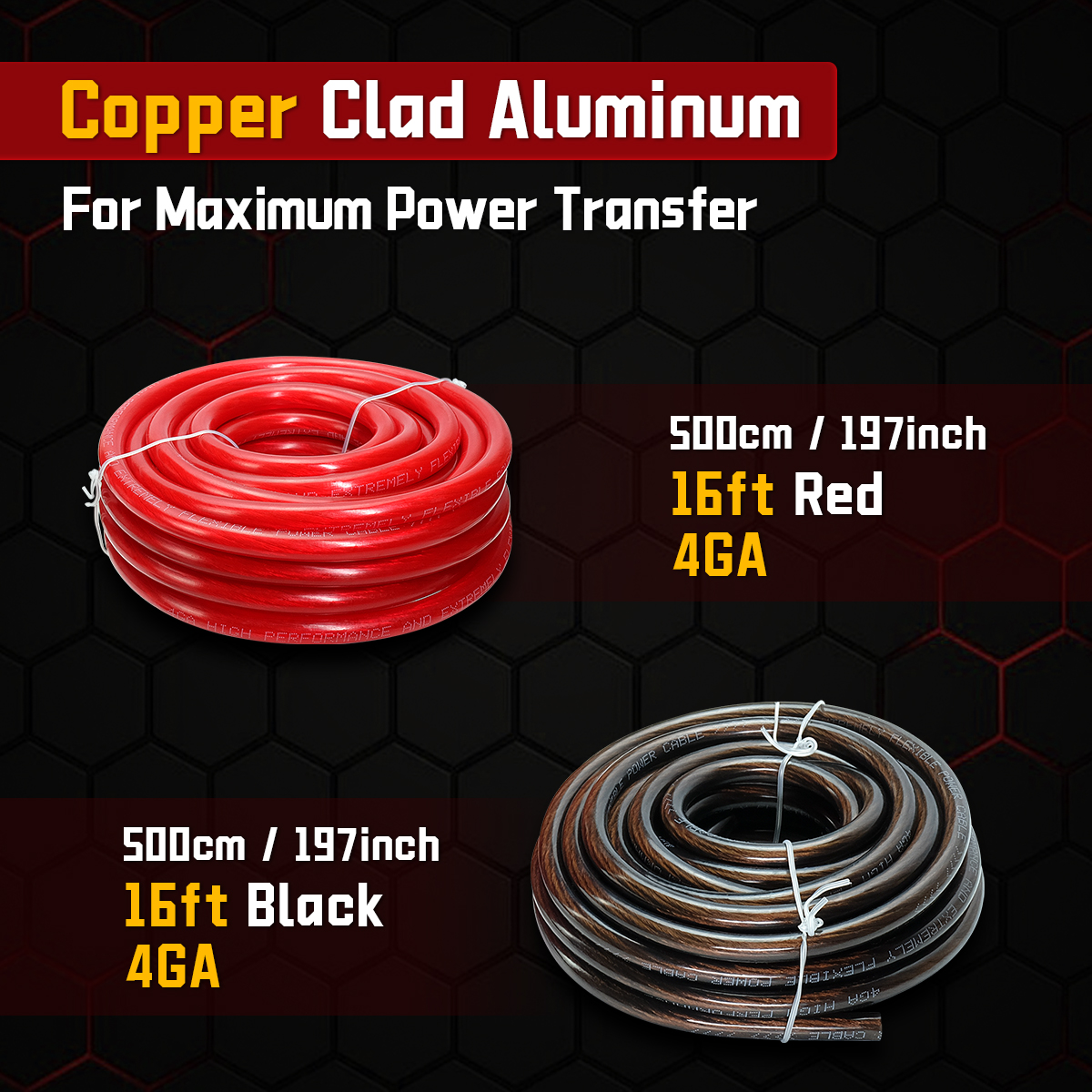 4 Gauge automotive wire, Silicon Soft (16ft Black+16ft Red) CCA Wire Car Audio Battery Cable, 4AWG Power/Ground Welding Cable Electrical Wire for Audio RV RC Trailer Repair Speaker Amp 12V