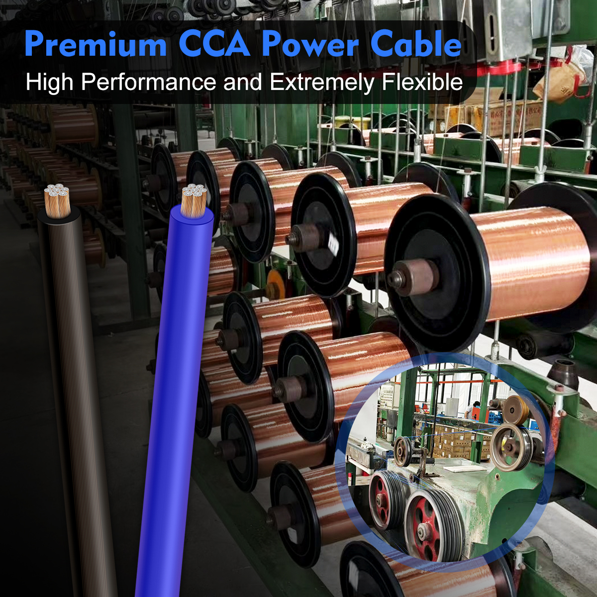 8 Gauge Wire (25ft Black + Blue) - CCA Automotive Power/Ground Cable for Car Audio Battery, Marine, Welding, Electrical Audio Wiring for Speaker Amp