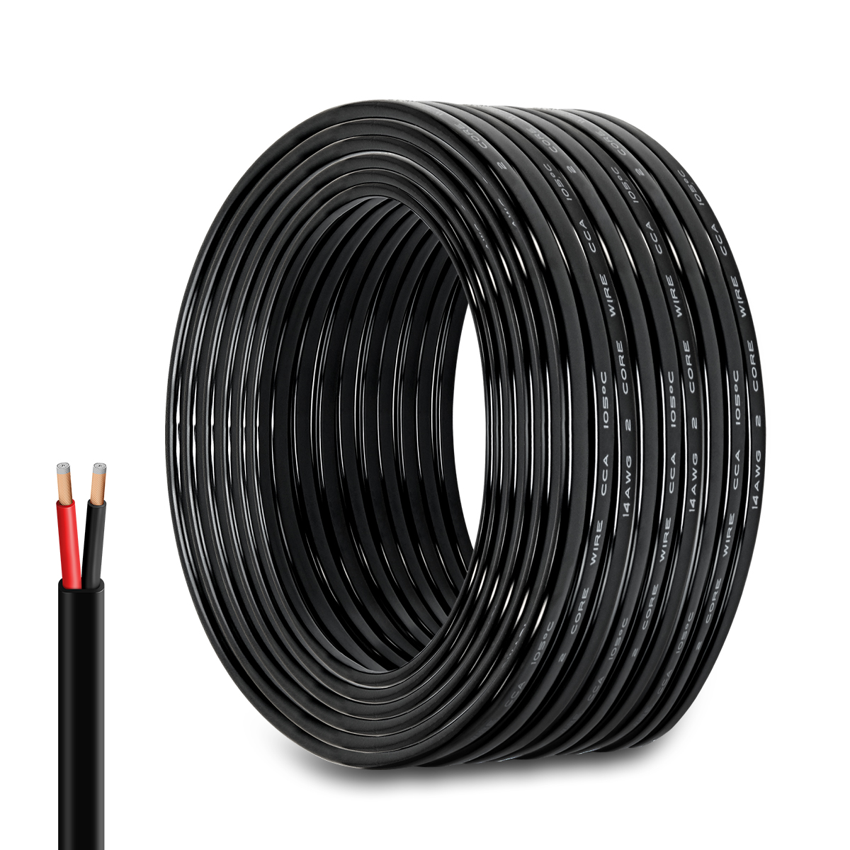 14 Gauge Electrical Wire, 100FT 14 AWG 2 Conductor Wire, Flexible CCA Stranded PVC 14/2 Cord Cable Wire for Automotive Wiring, Marine, LED Strips, Solar, RV, Lighting Battery Cable 12V 24V 31m
