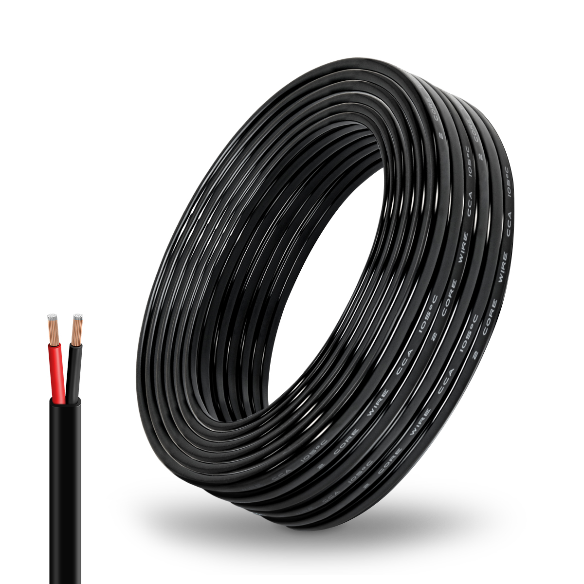 18 AWG 2 Conductor Wire Cable, 2×0.75mm² 16m 50FT Flexible Electrical Wire for Automotive, DIY, and Home Projects, Durable Stranded Power Cable for Landscape, Lighting DC 5V/12V/24V Low Voltage Wire
