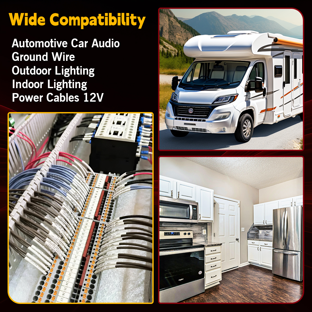 12 Gauge CCA Wire, Silicon 25Ft Red + 25Ft Black Automotive Power/Ground Cable for Car Audio Battery, Marine, Welding, Repair Cable, Flexible Soft Electrical Audio Wiring for Speaker Amp