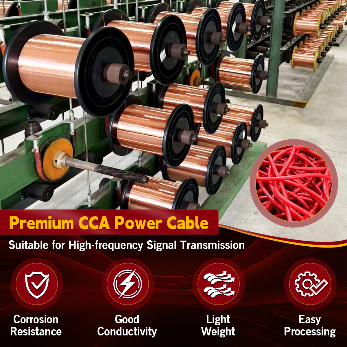 12 Gauge CCA Automotive Battery Cable - 50FT Black/Red 12 AWG Copper Clad Aluminum Wire for Car, RV, Marine, Electrical, 12V 24V Systems, Flexible Silicon Insulated Wire for Automotive Wiring and DIY