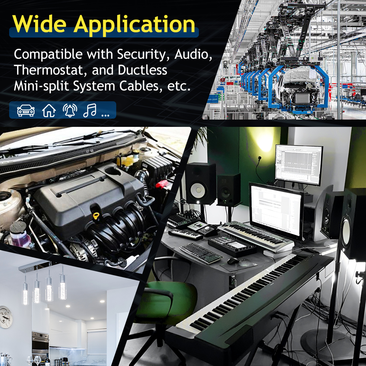 14 Gauge 2x2mm² OFC Tinned Copper Electrical Wire, 14AWG 2 Core Oxygen-Free 66FT/20M Cable, 5V/12V/24V/240V/600V Flexible Wire Solid Stranded Tinned Cooper Cable for Auto Audio, Solar, Home Theater